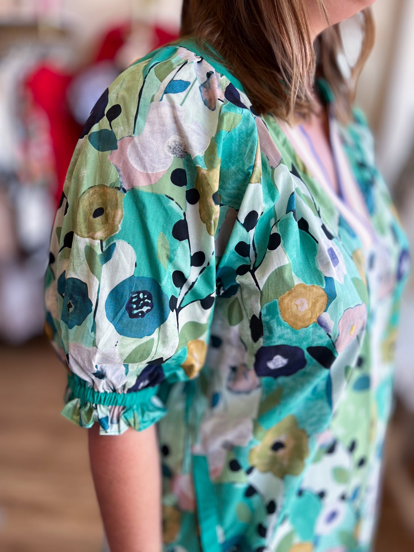 Kiwi Confections Curvy Jade Abstract Floral Dress