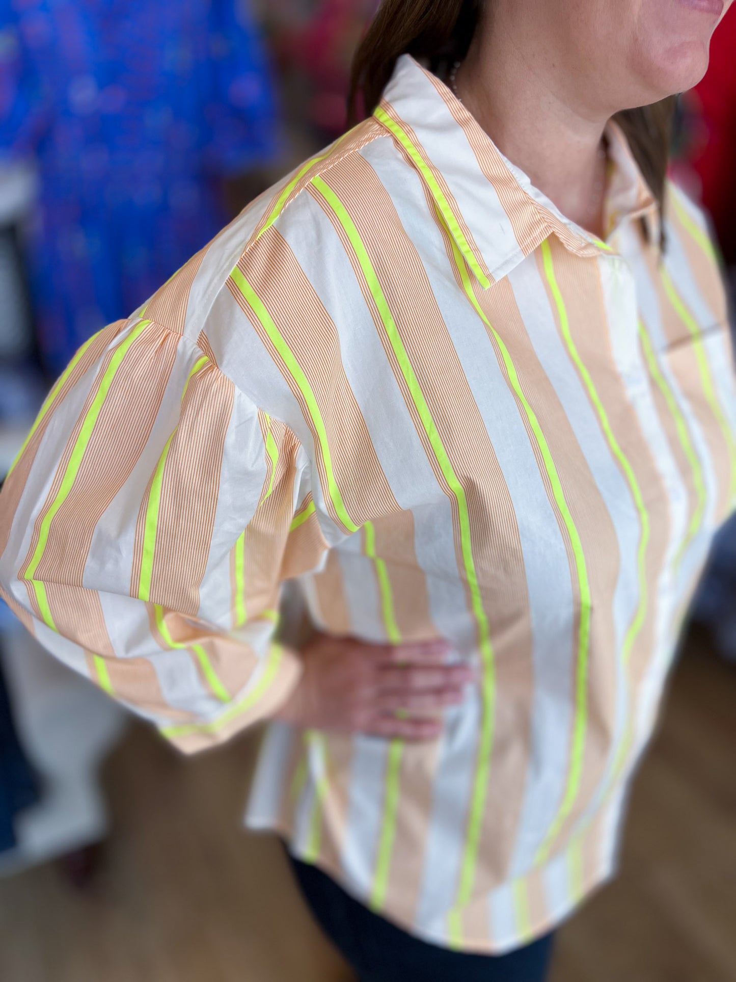 Lemon Drop Plus-Size Neon Yellow Stripe Top