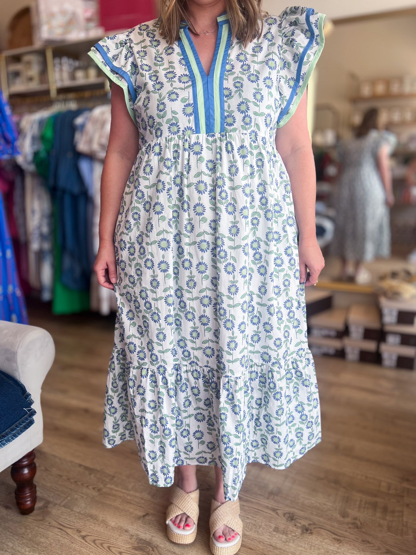 Mint for More Sunshine Curvy Floral Midi Dress
