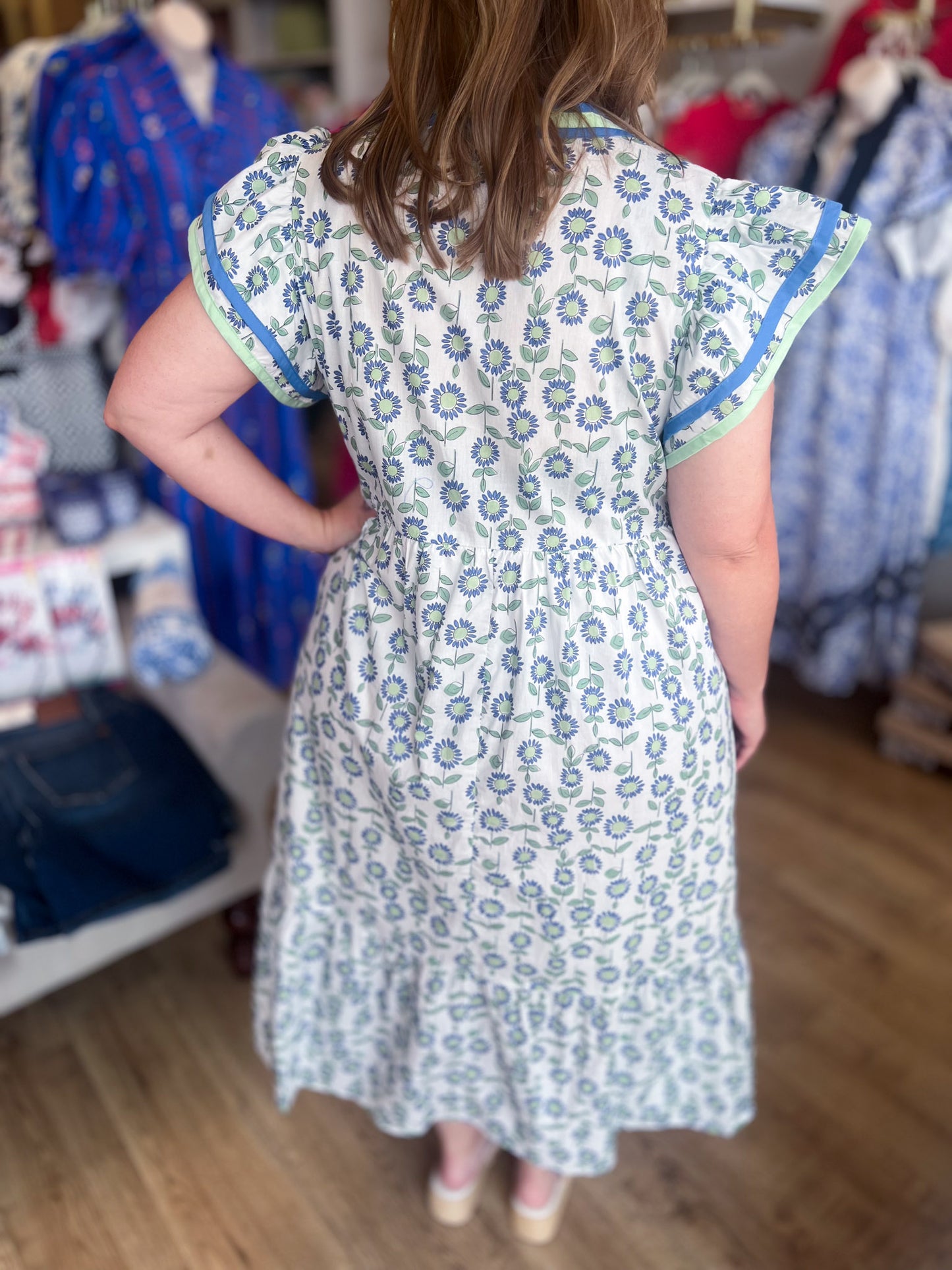 Mint for More Sunshine Curvy Floral Midi Dress