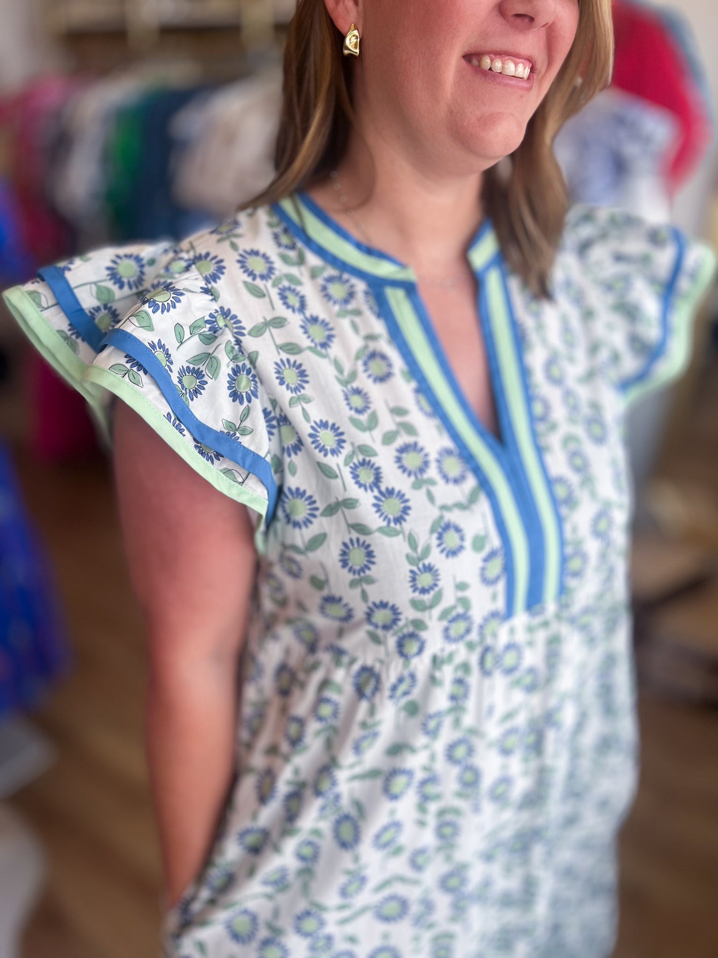 Mint for More Sunshine Curvy Floral Midi Dress