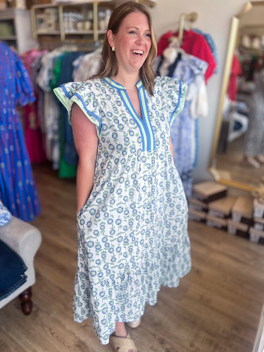 Mint for More Sunshine Curvy Floral Midi Dress