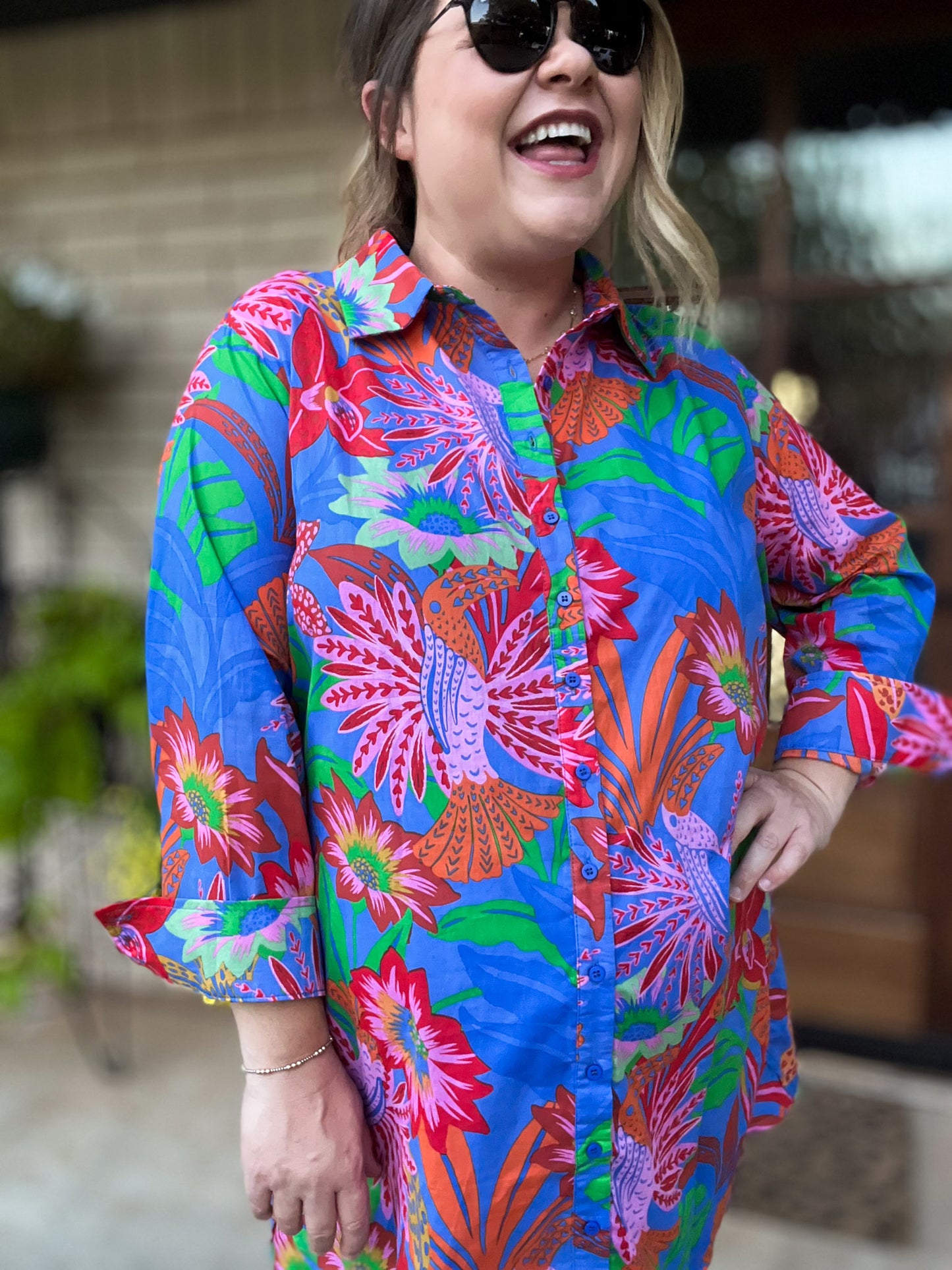 Palm Beach Preppy Plus-Size Oversized Shirt Dress