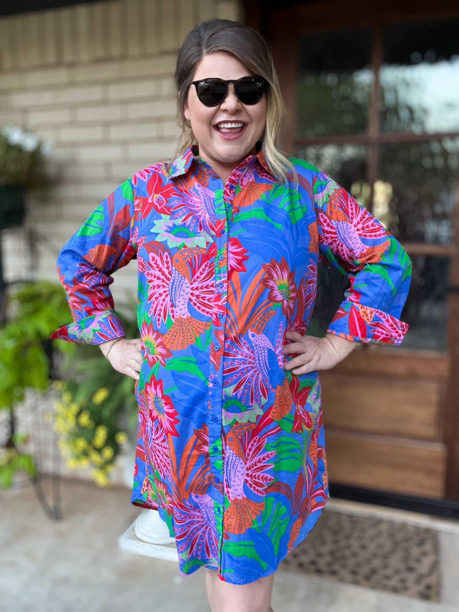 Palm Beach Preppy Plus-Size Oversized Shirt Dress