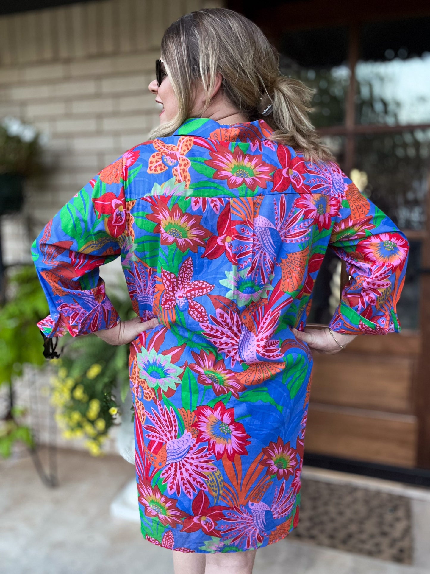 Palm Beach Preppy Plus-Size Oversized Shirt Dress
