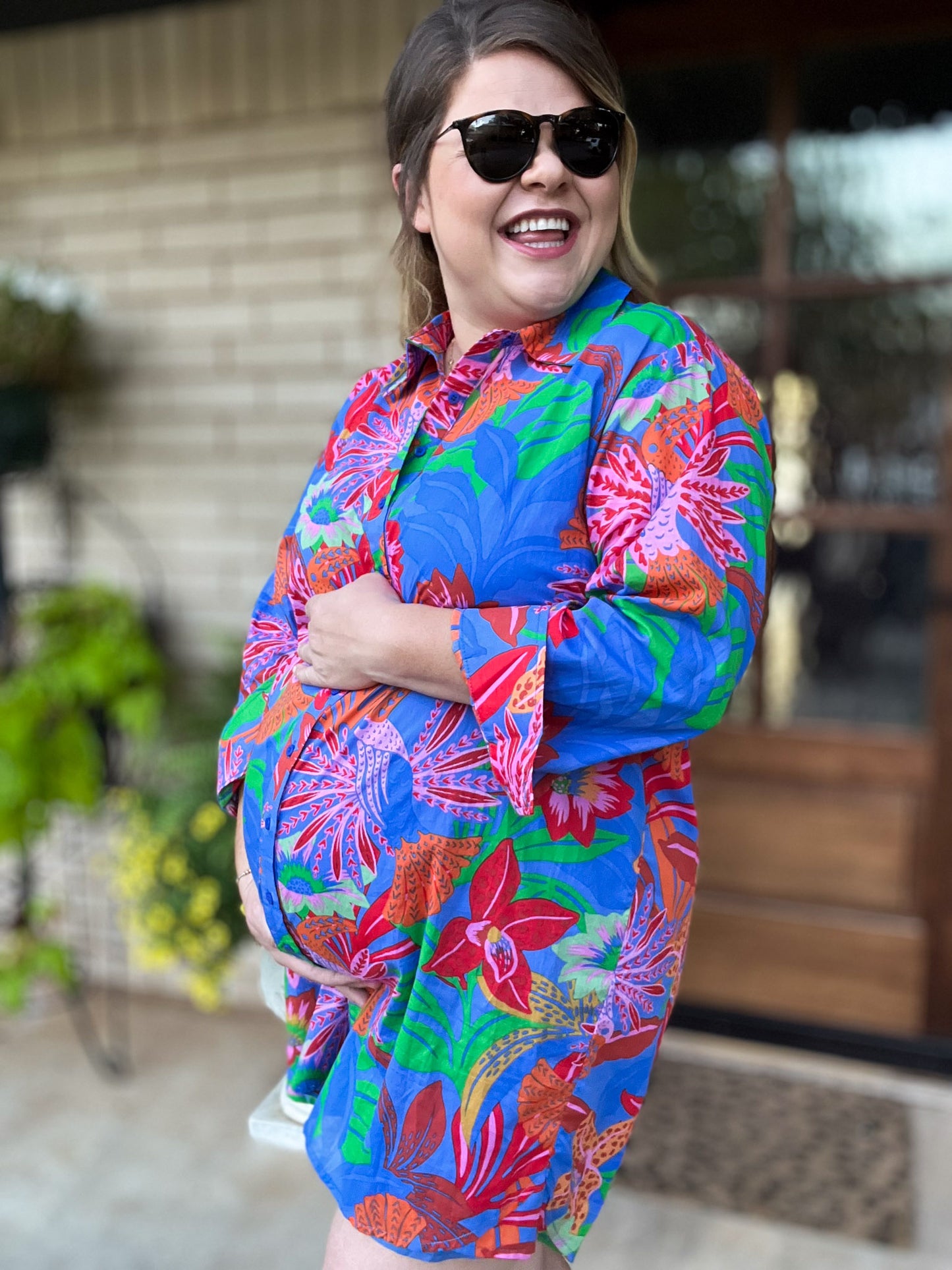 Palm Beach Preppy Plus-Size Oversized Shirt Dress