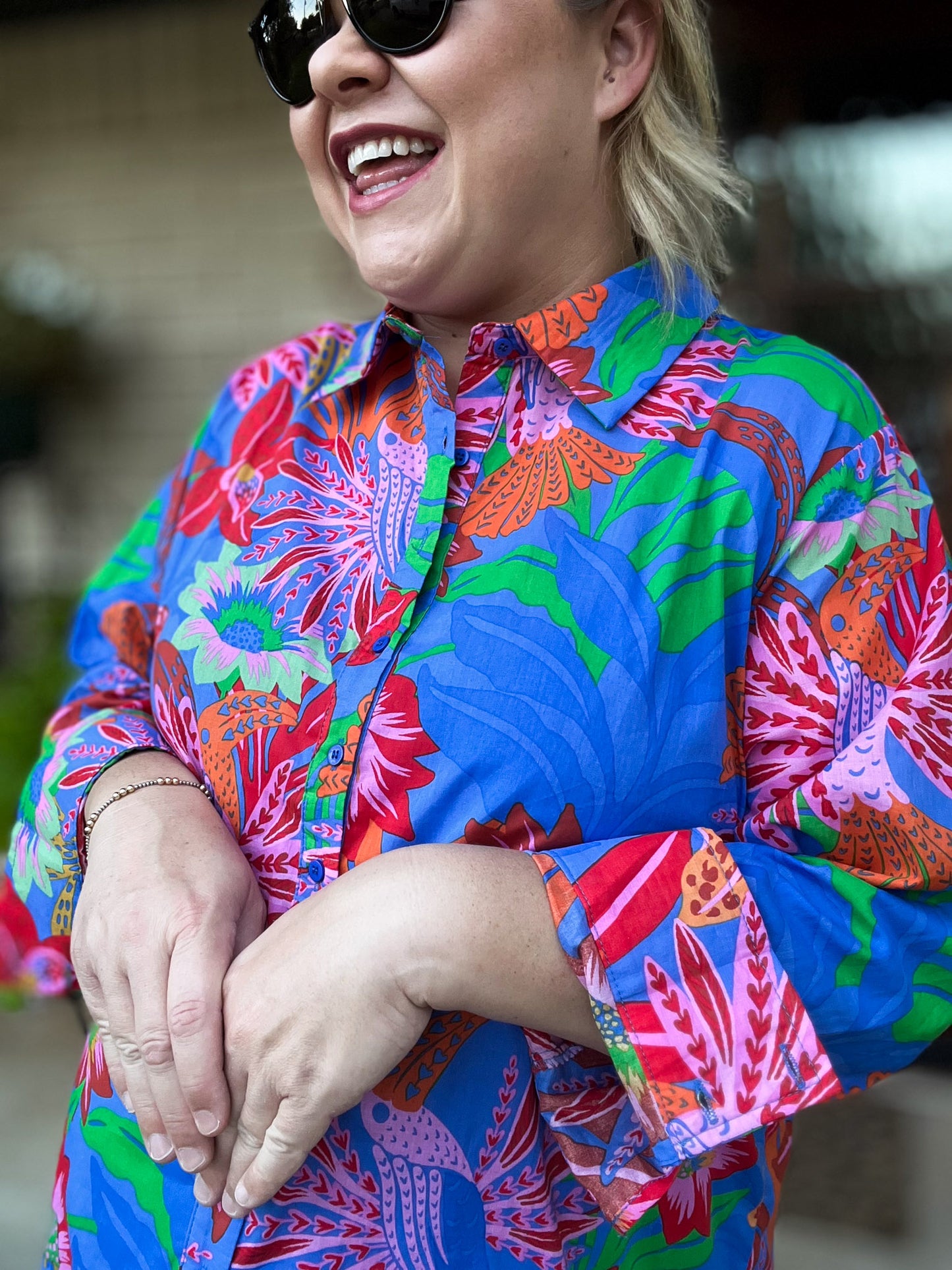 Palm Beach Preppy Plus-Size Oversized Shirt Dress