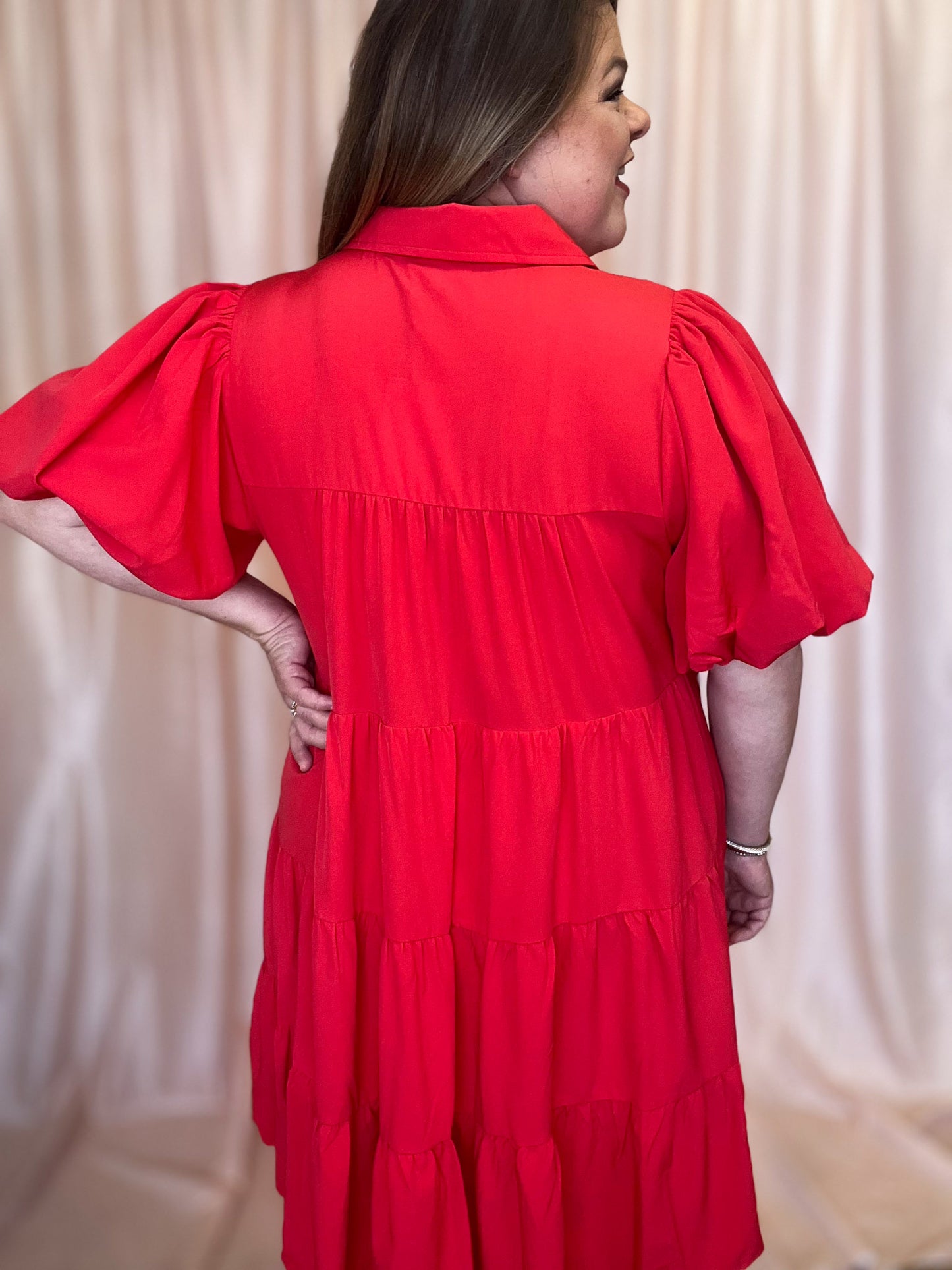Red Hot Summer Sizzle Curvy Tiered Mini Dress