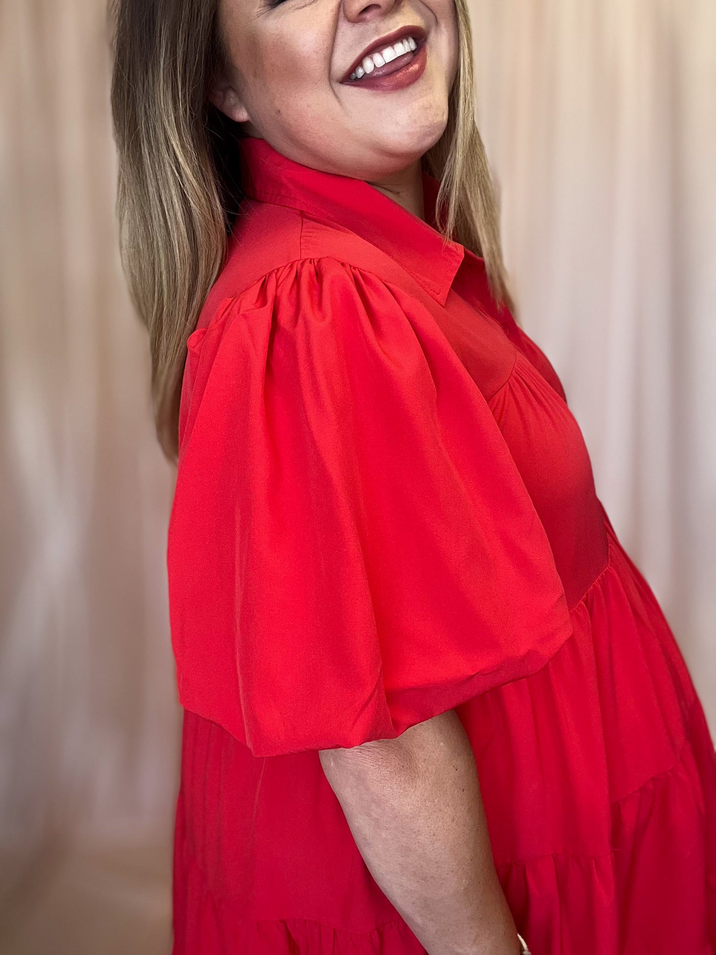 Red Hot Summer Sizzle Curvy Tiered Mini Dress
