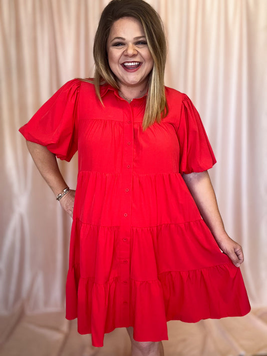 Red Hot Summer Sizzle Curvy Tiered Mini Dress