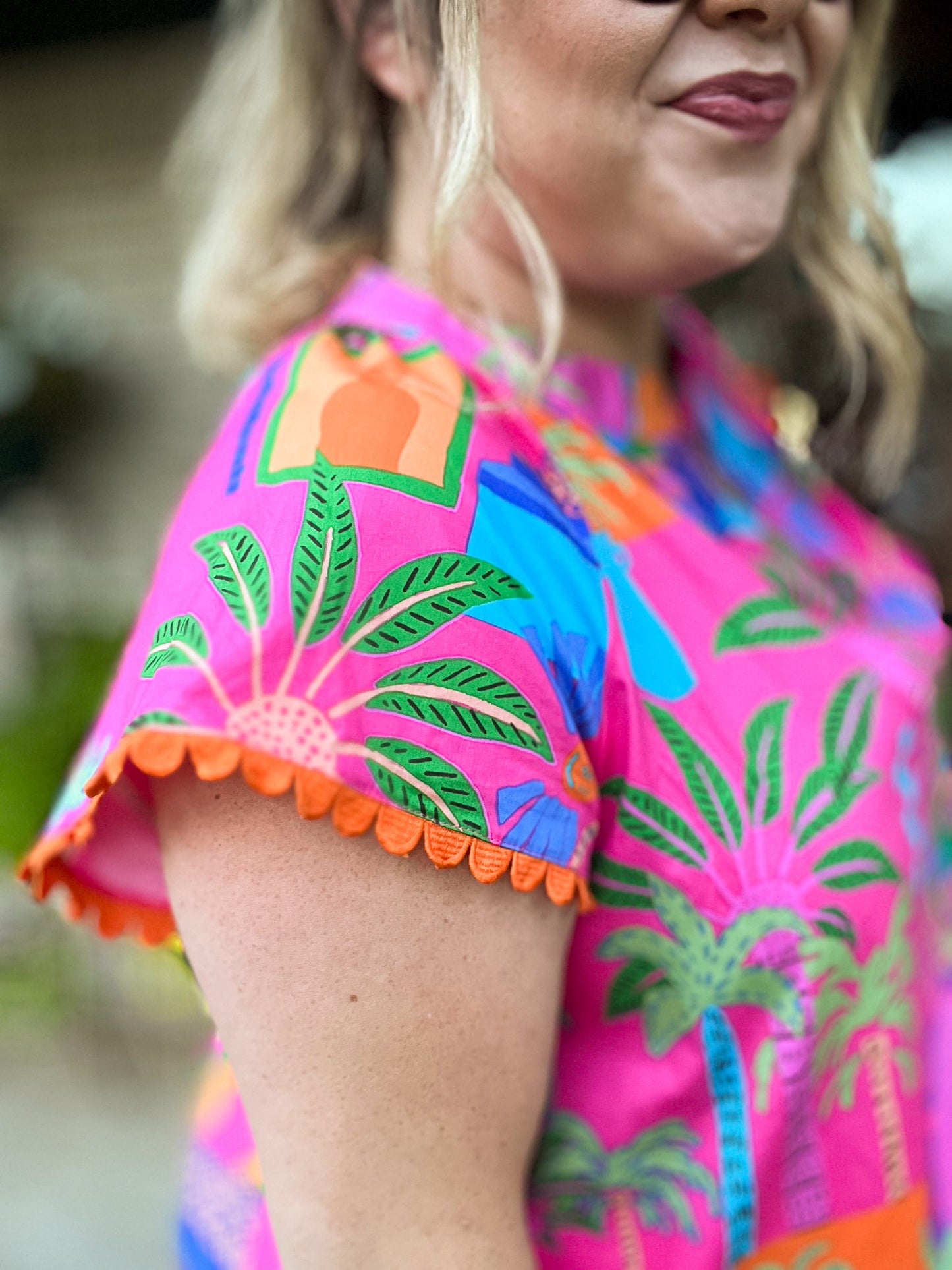 Somewhere Far Away Plus-Size Split Neck Top