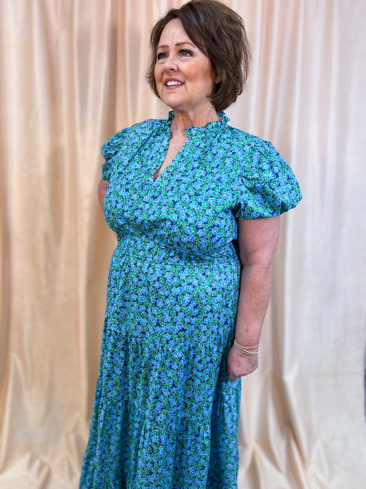 Sweet Escape Curvy Navy Floral Maxi Dress