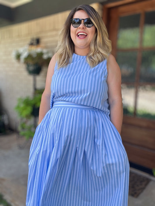 Whispers of Summer Curvy Blue Skirt Set