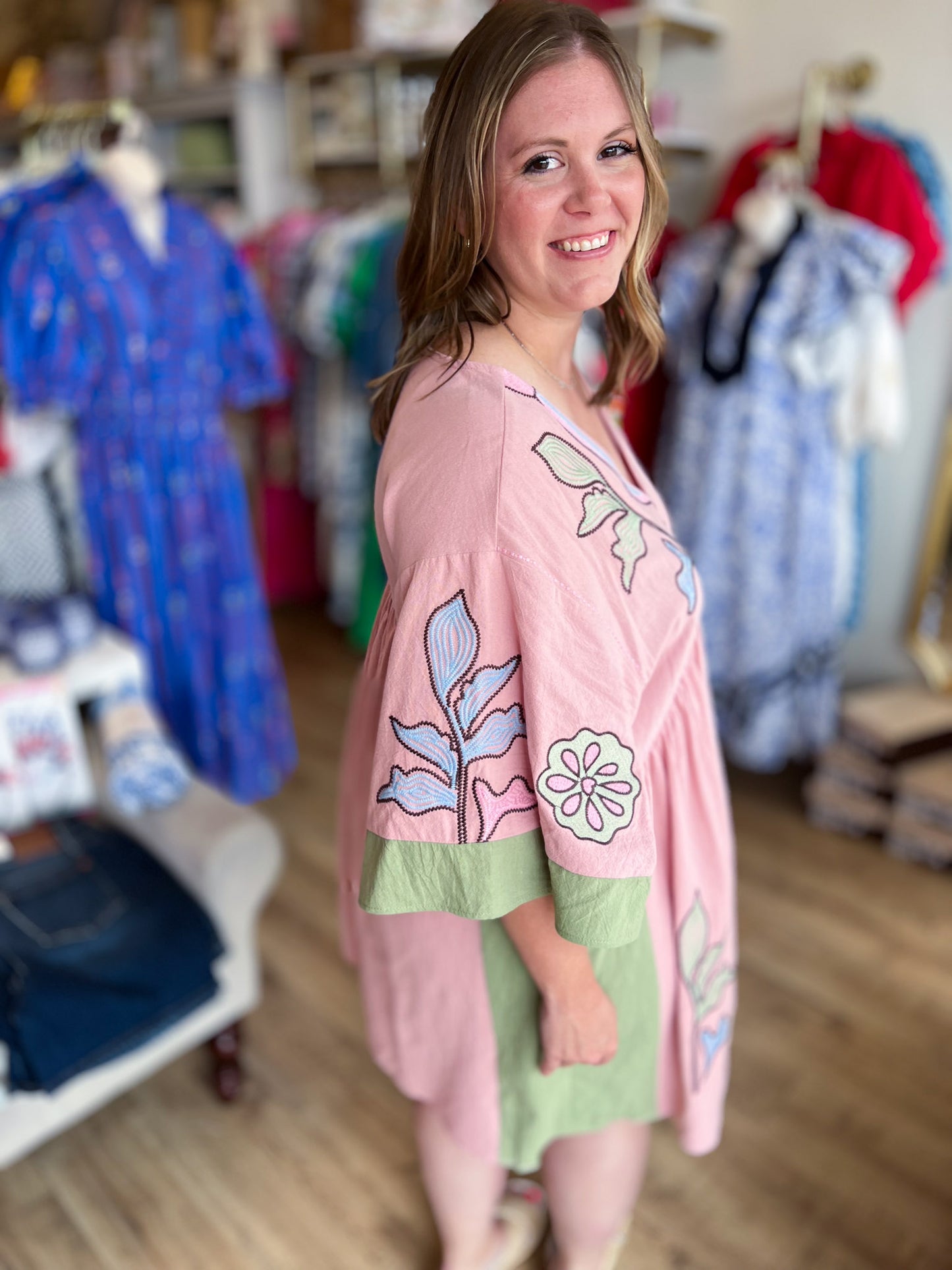 You Make Me Blush Curvy Embroidered Kaftan Dress