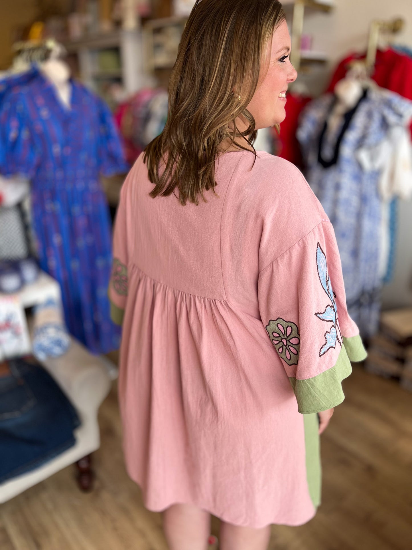 You Make Me Blush Curvy Embroidered Kaftan Dress