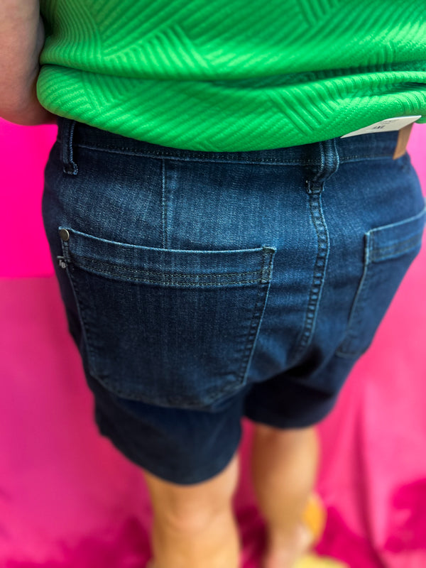 Plus-Size Judy Blue Dark Wash High Waist Tailored Trouser Shorts