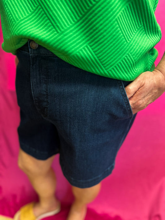 Plus-Size Judy Blue Dark Wash High Waist Tailored Trouser Shorts