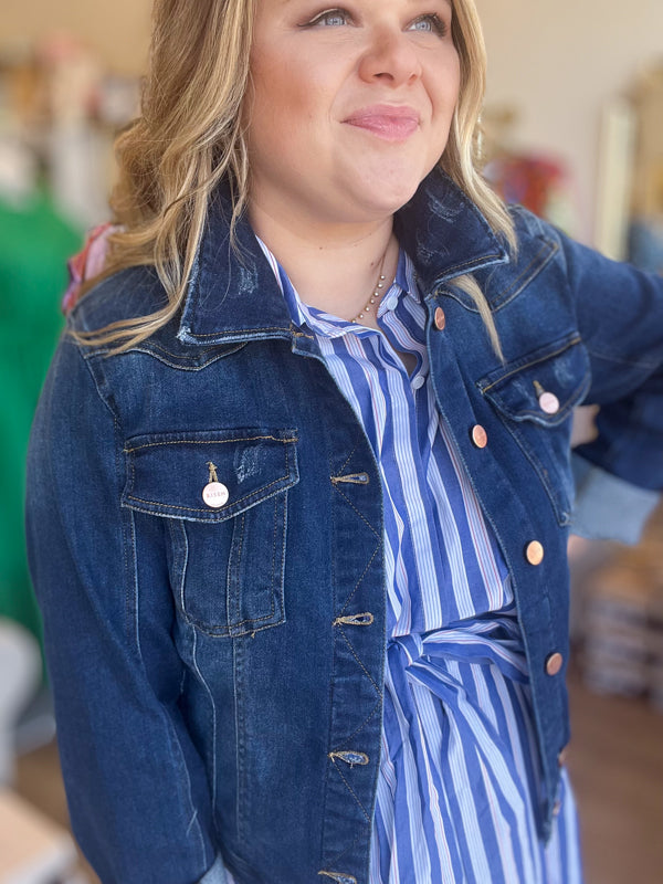 Plus-Size Risen Jeans Denim Jacket