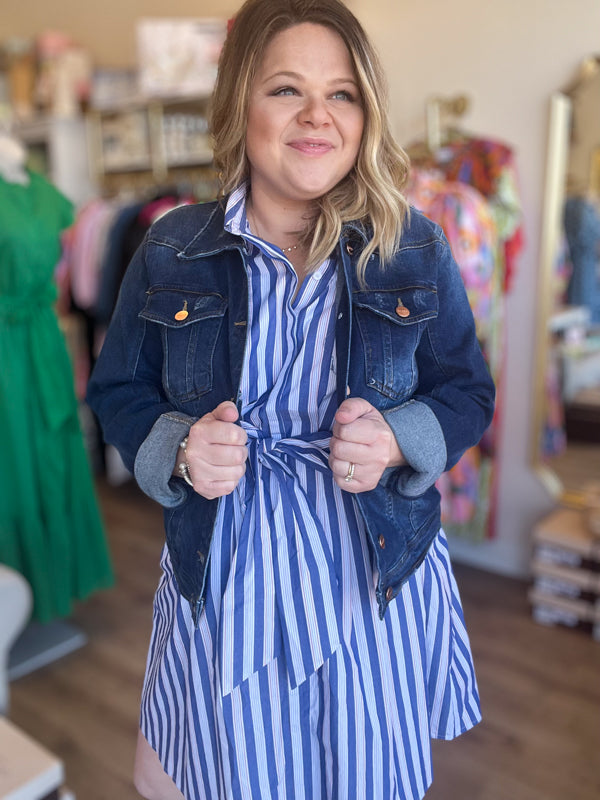 Plus-Size Risen Jeans Denim Jacket