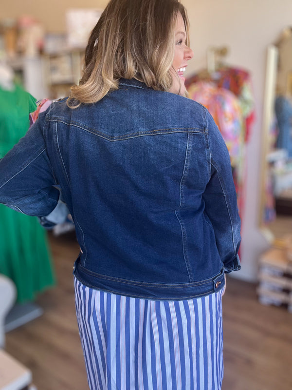 Plus-Size Risen Jeans Denim Jacket