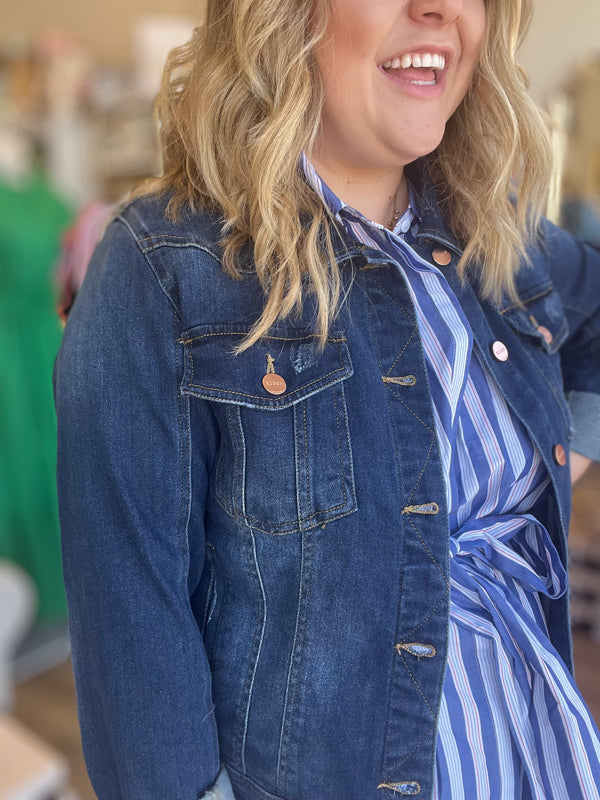 Plus-Size Risen Jeans Denim Jacket
