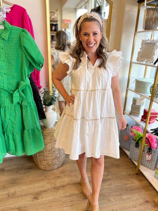 "America's Sweetheart" Poplin Tiered Babydoll Dress - FINAL SALE