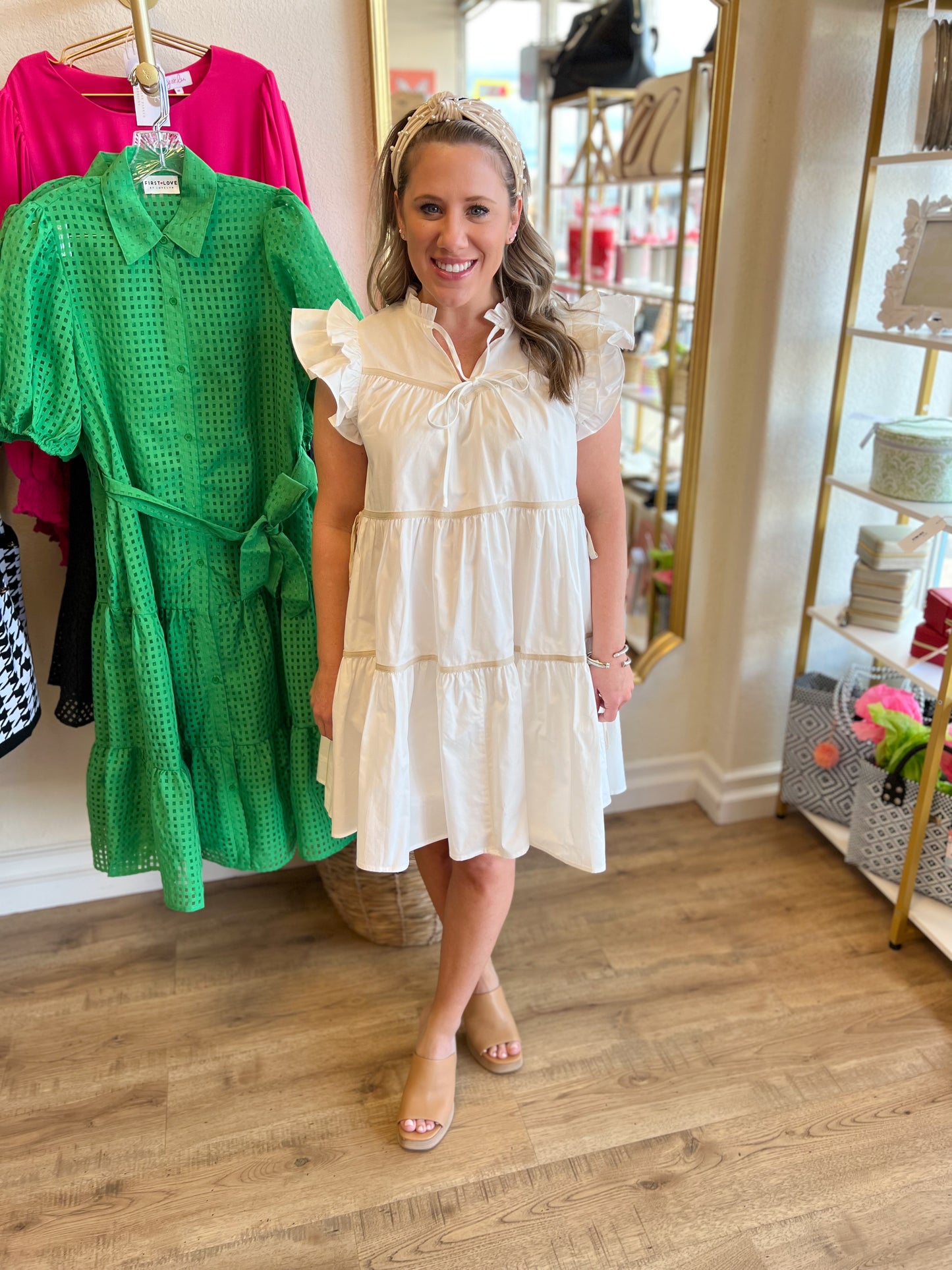 "America's Sweetheart" Poplin Tiered Babydoll Dress - FINAL SALE