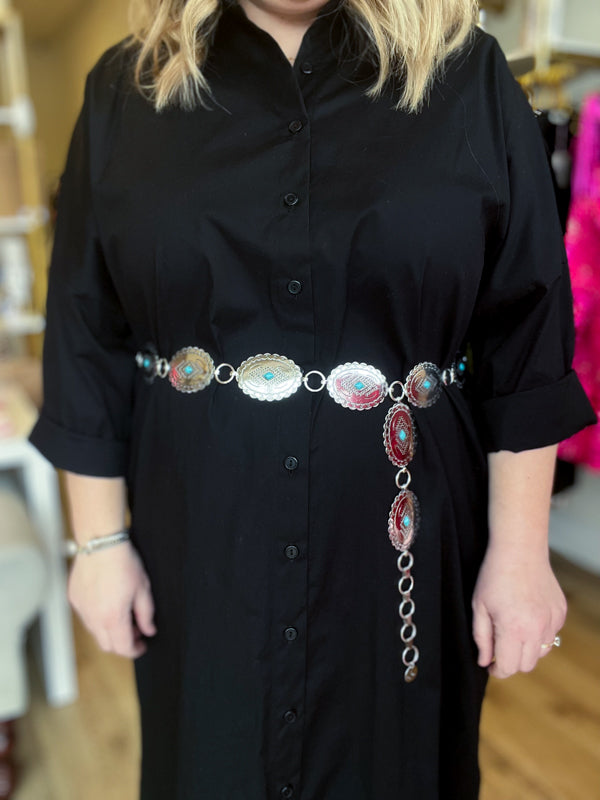 "Black Magic Woman" Plus-Size Button Dress