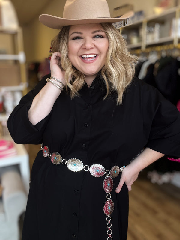 "Black Magic Woman" Plus-Size Button Dress