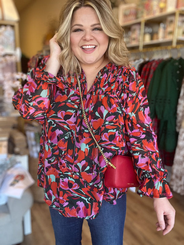 "Darling Details" Floral Blouse