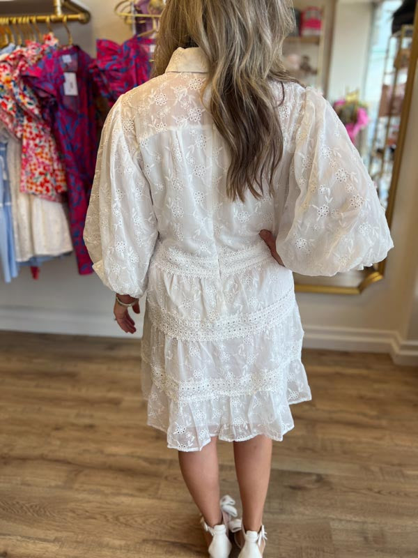 "Earth Angel" Solid White Eyelet Lace Dress - FINAL SALE