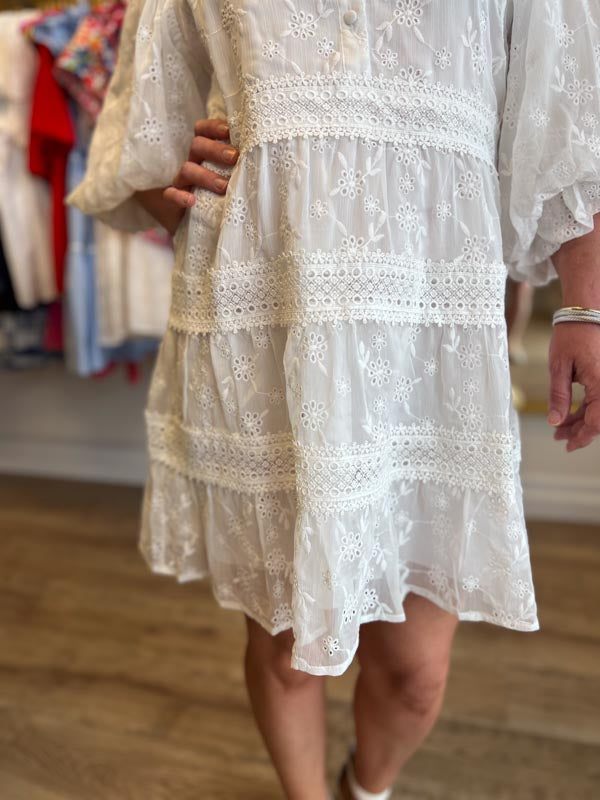 "Earth Angel" Solid White Eyelet Lace Dress - FINAL SALE