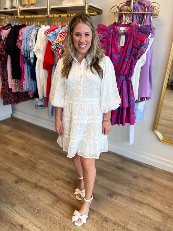 "Earth Angel" Solid White Eyelet Lace Dress - FINAL SALE