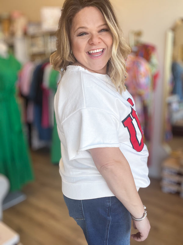 "God Bless the USA" Plus-Size Patriotic Terry Top