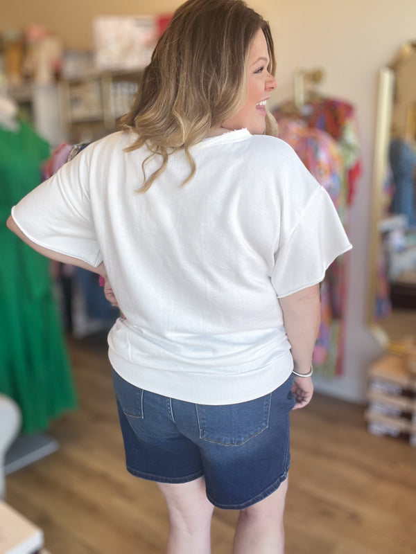 "God Bless the USA" Plus-Size Patriotic Terry Top