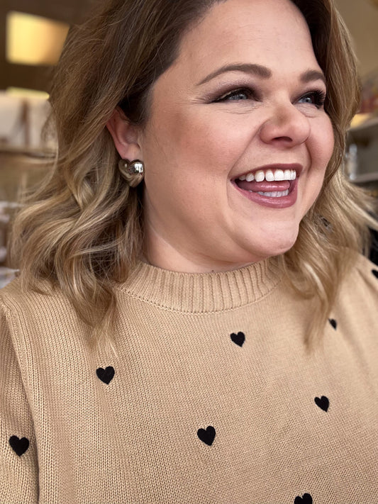 Silver Polished Heart Stud Earrings