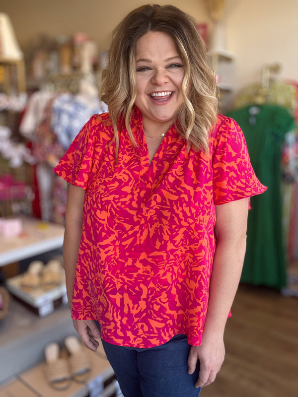 "Hotter Than Blazes" Orange & Pink Top