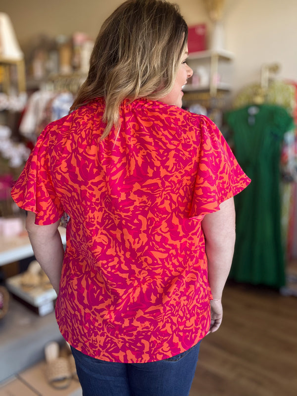"Hotter Than Blazes" Orange & Pink Top