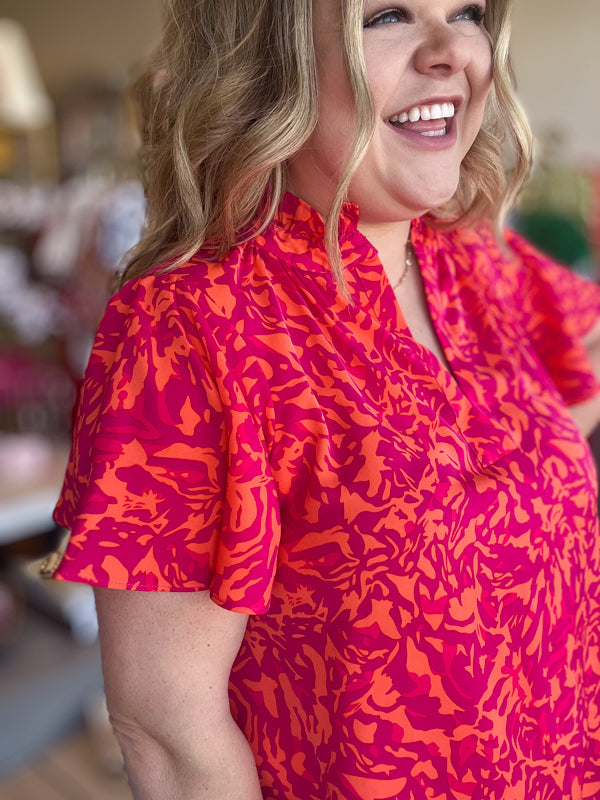 "Hotter Than Blazes" Orange & Pink Top