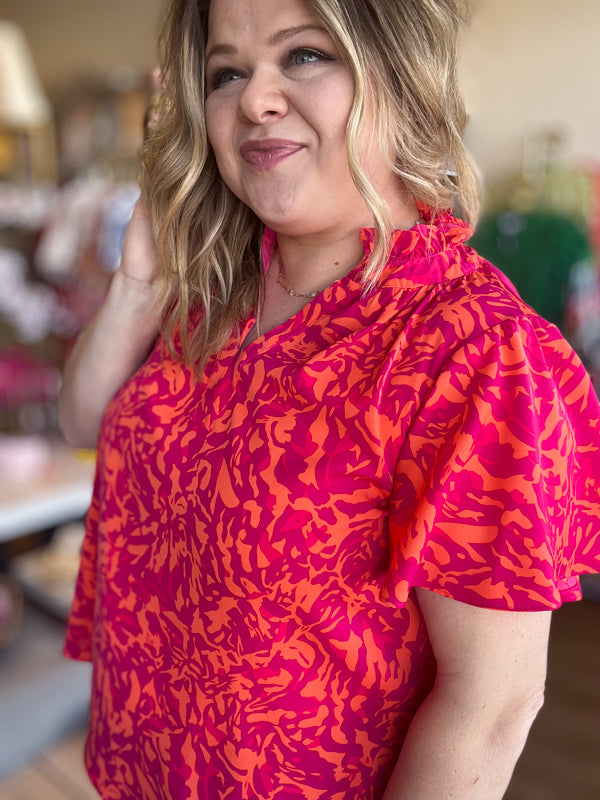 "Hotter Than Blazes" Orange & Pink Top