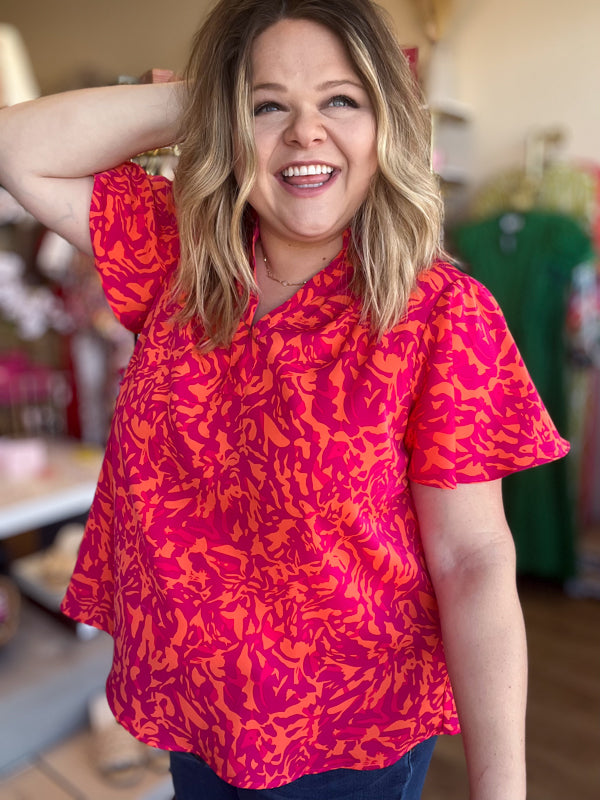 "Hotter Than Blazes" Orange & Pink Top