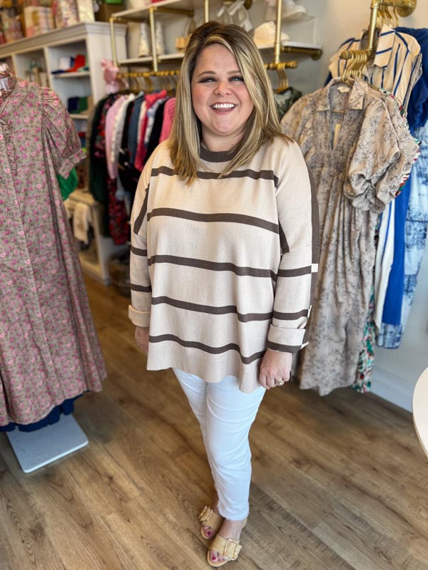 "I'll Have the Tiramisu" Mocha Stripe Sweater
