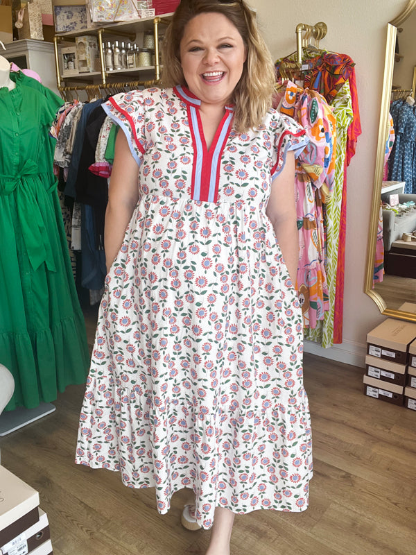 "Let Freedom Ring" Curvy Floral Midi Dress
