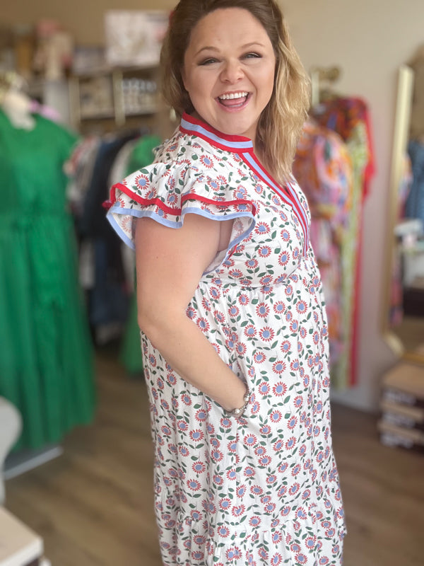 "Let Freedom Ring" Curvy Floral Midi Dress
