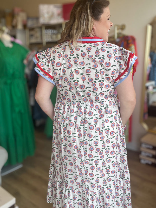 "Let Freedom Ring" Curvy Floral Midi Dress