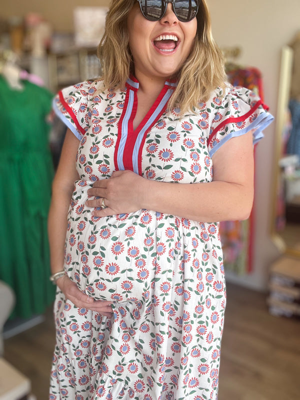 "Let Freedom Ring" Curvy Floral Midi Dress
