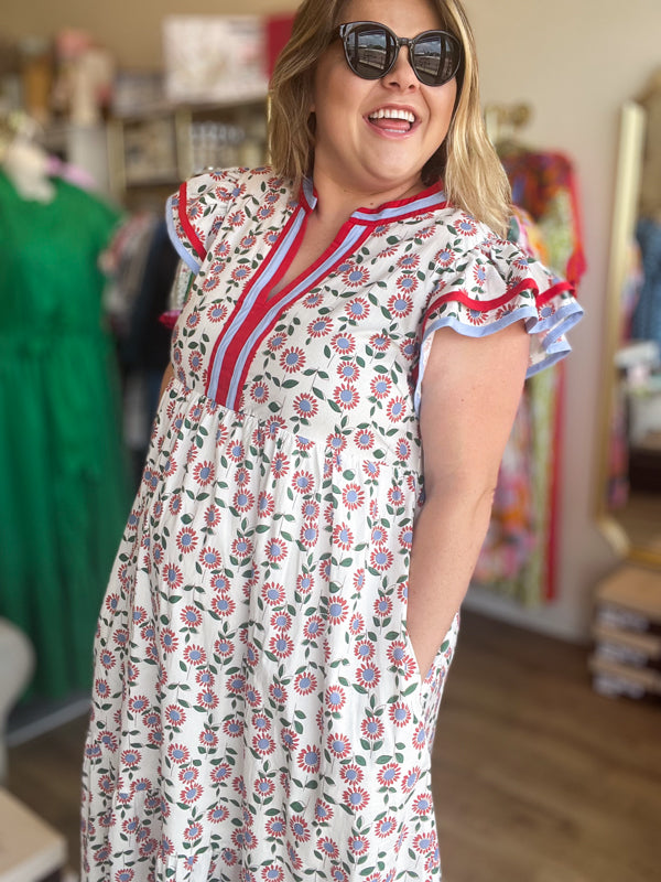 "Let Freedom Ring" Curvy Floral Midi Dress