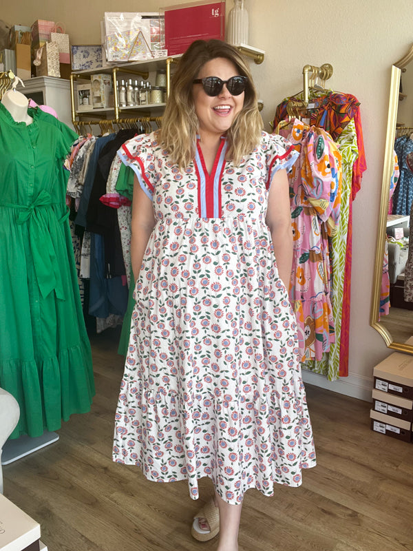 "Let Freedom Ring" Curvy Floral Midi Dress