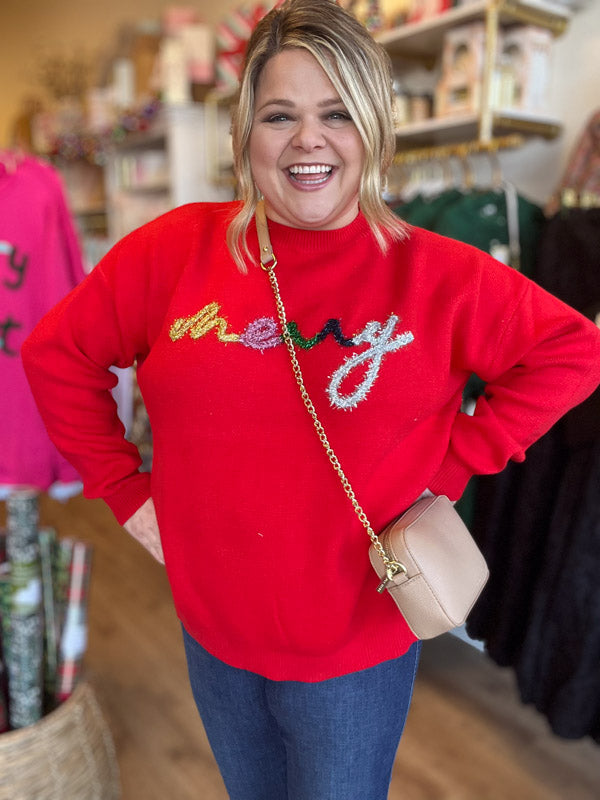 Merry Plus Size Red Christmas Sweater