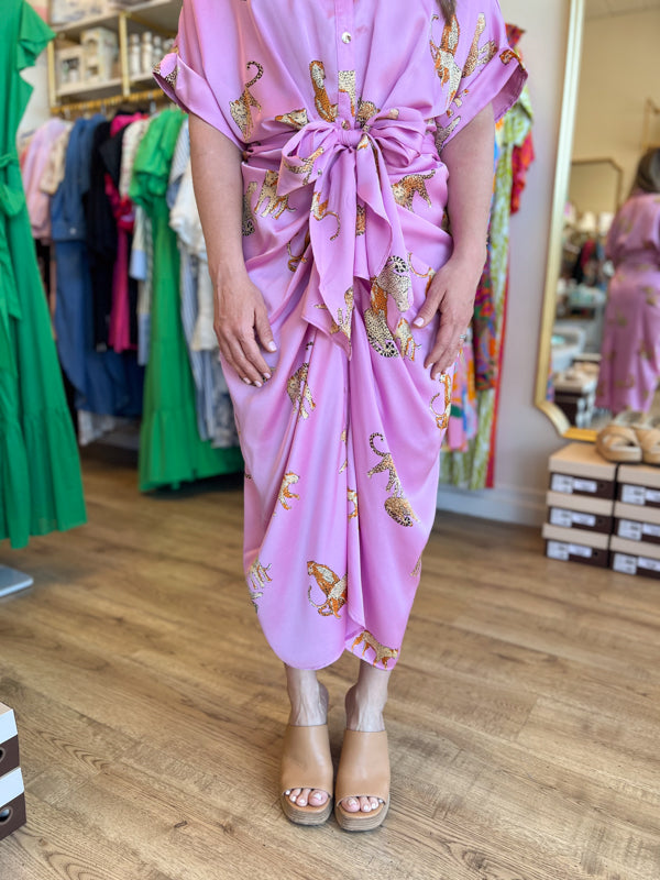 "Paws & Claws" Pink Kitty Tie Dress